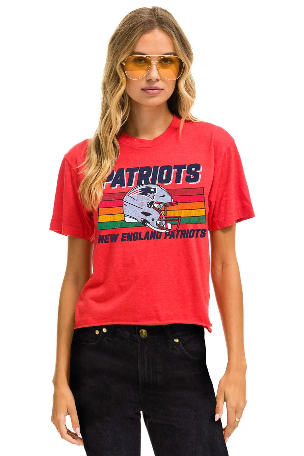 NEW ENGLAND PATRIOTS HELMET BOYFRIEND TEE - FLASH RED
