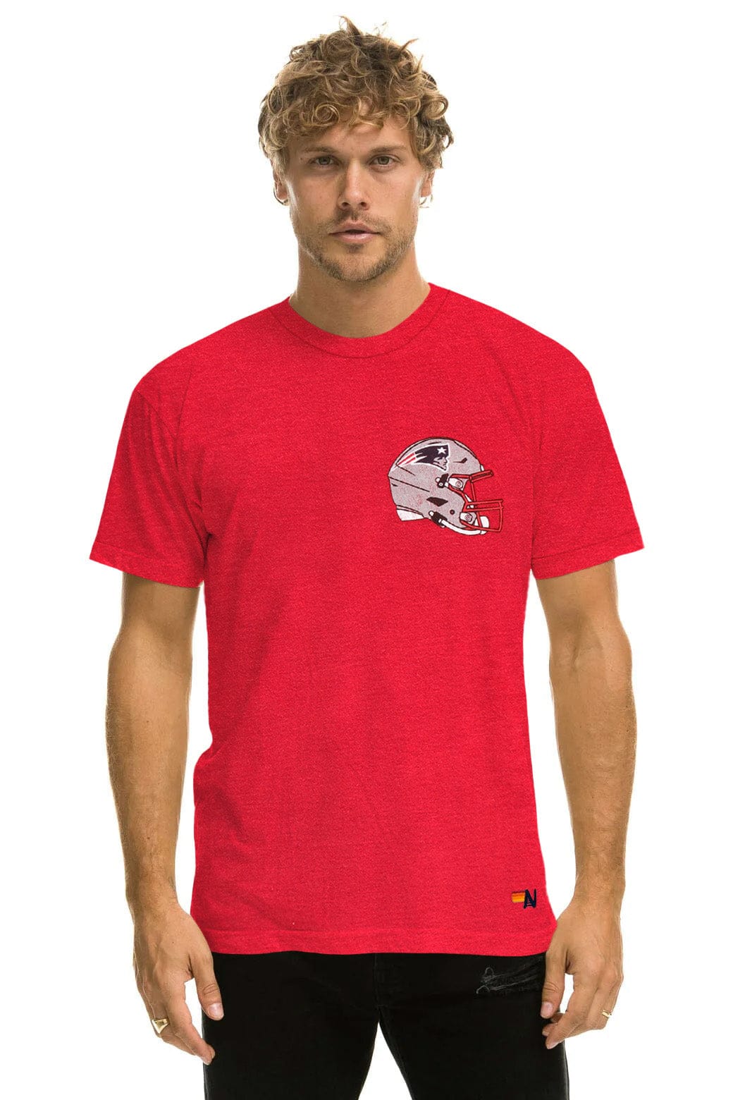 NEW ENGLAND PATRIOTS HELMET CREW TEE SHIRT - FLASH RED